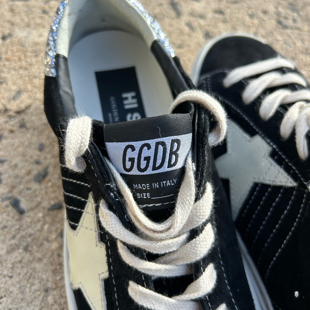 Golden Goose Hi Star Sneakers Women Black Suede White Star EU 37 US 7 - Picture 3 of 13